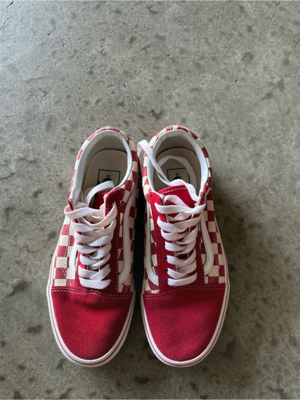 Vans Red and White Checkerboard Old Skool Sneakers